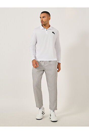 Take Two By Styli Men White Graphic Print Long Sleeve Polo T-Shirt