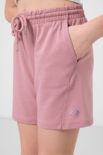 TOMMY LIFE Dusty Rose Cotton Soft Textured Standard Fit Basic Girl's Shorts Set - 75184