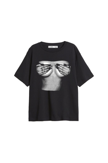Bak Moda Γυναικείο μαύρο μπλουζάκι Silhouette Boobs V2 με στάμπα Relaxed Fit