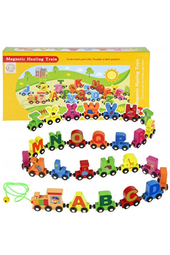 OEM Montessori magnetic wooden train, 1 locomotive and 26 letter cars, 2.18 meters