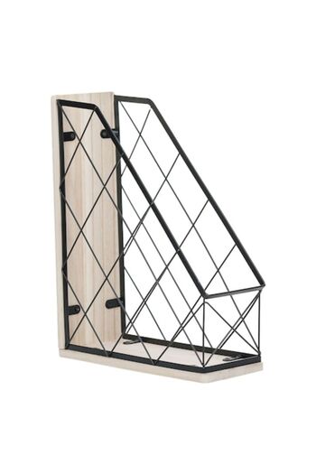 OEM Metal File Holder, 27.5x10x34cm, Black, Wooden Base