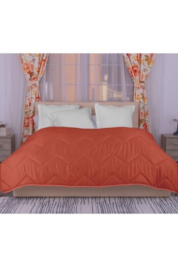 Pucioasa Winter wool quilt, damask polycotton 160X210cm, orange