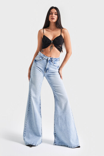its basic Blugi de damă Culoare 4s5-3 Flare Fit Picior lat 100% bumbac Lungime interioară 83 cm Blugi din denim