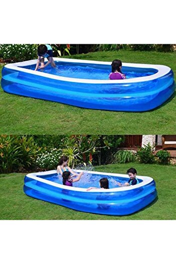 OEM Rectangular Inflatable Pool, For Outdoor Use, 200 x 150 x 50 Cm, Blue/White