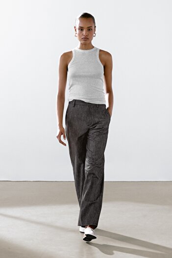 Massimo Dutti %100 pamuklu halter yaka top