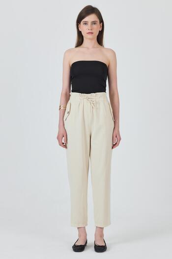 Rays Stone Pocket Button Detailed Elastic Waist Trousers 006