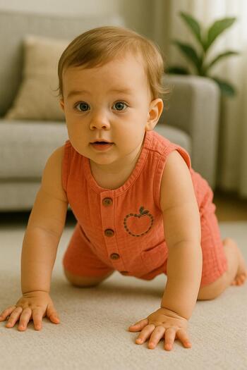 Esterella Cotton Muslin Baby Romper/ Button Closure Baby Romper/100% Cotton Muslin Romper