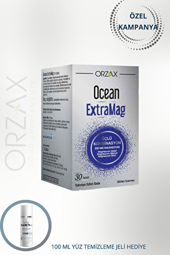 Ocean Extramag Triple Magnesium Combination 30 Tablets + 100 ml Facial Cleansing Gel Gift