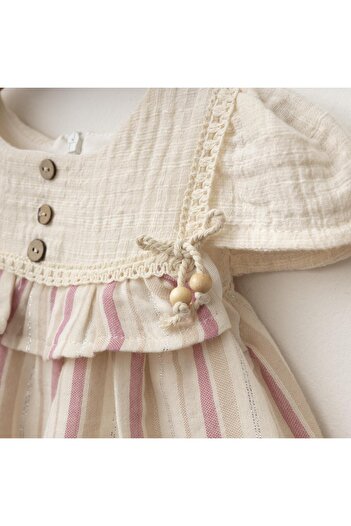 ALPİDS Baby Girl Striped Silvery Baby Girl Dress