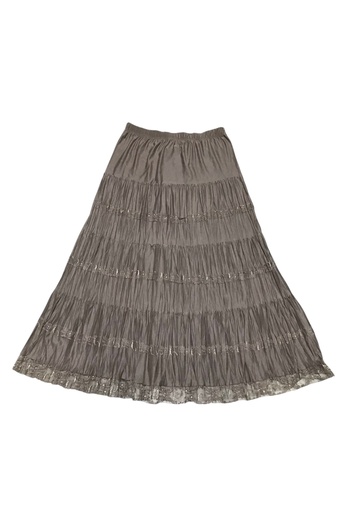 ECE GİYİM Women's Elastic Waist Folded Gypsy Skirt