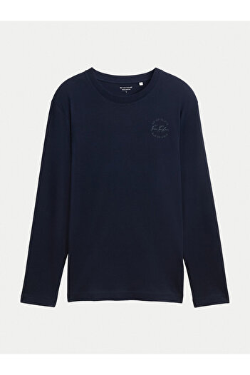 Tom Tailor Tricou bărbătesc cu mânecă lungă 1043992 bleumarin