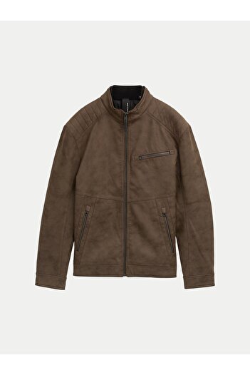 Tom Tailor Men's Faux Leather Jacket 1044633 Brown