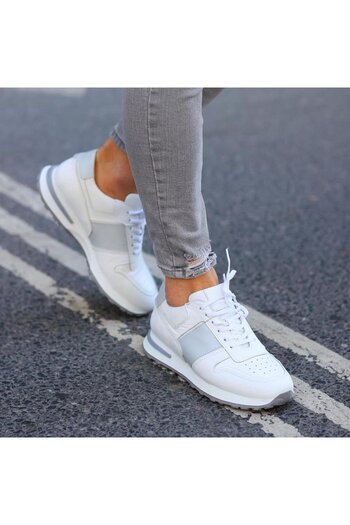 SailLakers - White Leather Lace-Up Men's Casual Shoes