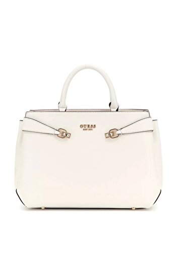 Guess Lorelei Girlfriend Satchel Women's Ecru Handbag Hwvg9639060-Bon