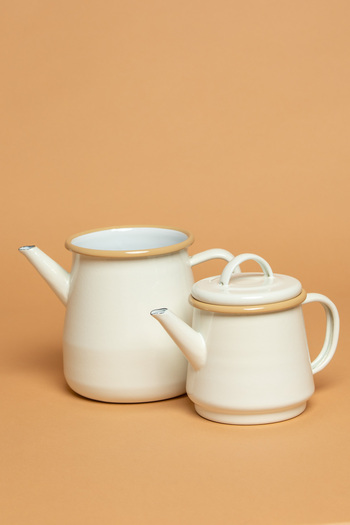 EBUTAY Crema Di Siena Enamel Cream Teapot Set