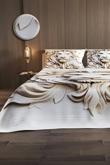MonoHome Pique Set Cotton Double Jacquard Woven Bedspread Lion