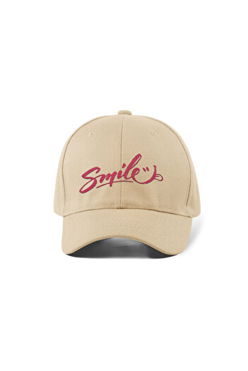 QUATEX Κέντημα καπέλο Smile – Κρέμα 100% βαμβακερό μοντέλο Unisex Gabardine