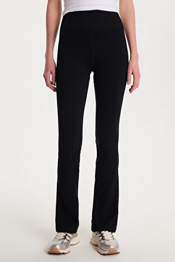 Tudors Women's Slim Fit Slim Fit Ribbed Skinny Leg Black Trousers