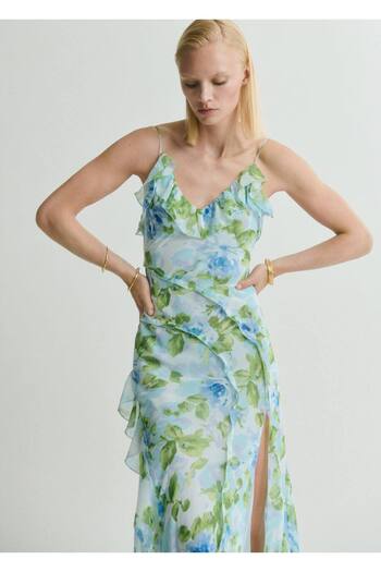 MANGO Woman Floral Print Ruffle Dress