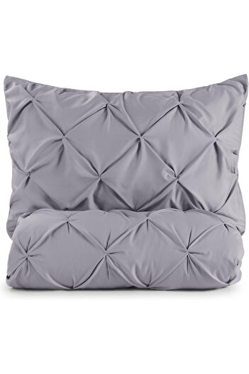 Blumtal Pleated bed set, 200 x 200 cm, duvet cover and 2 pillowcases 65 x 65 cm, grey, Blumtal
