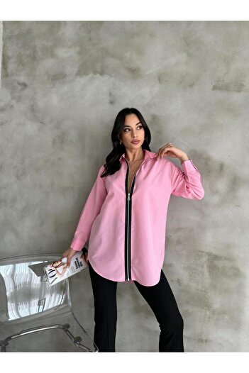 QBZ Front Zipper Detail Shirt Oversize