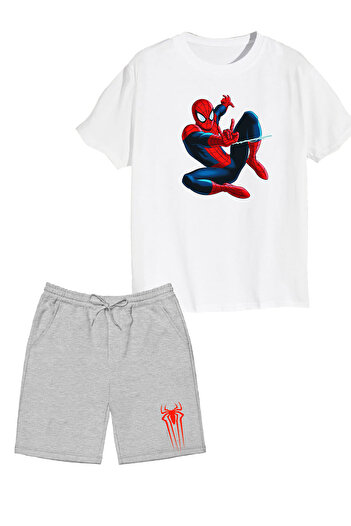 makiteks Set of 2 Printed Boys Cotton Shorts Tshirt Suit Spiderman 5 6 7 8 9 10 11 12 13 14 Years T-Shirt
