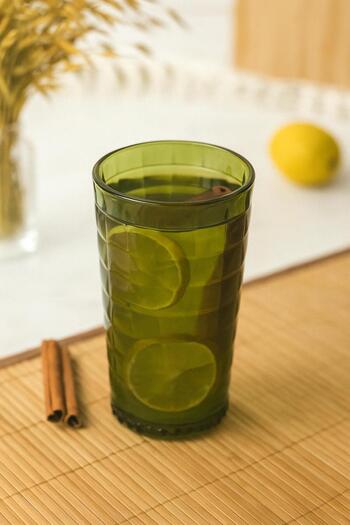 HNG HOME Allegra Dark Green Set of 6 Glasses 750 ml Acrylic Material - Not Glass Break Resistant