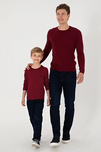 U.S. Polo Assn. Boy's Burgundy Basic Crew Neck Sweater 50294188-Vr014