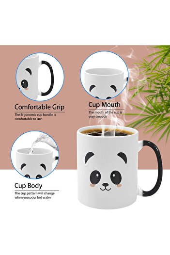 Be Care Ceramic Coffee Mug with Heat-Sensitive Funny Panda Design - 11 oz