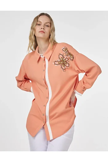 Kayra Embroidered Detailed Tunic Peach