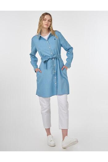 Kayra Belted Lyocell Tunic Ice Blue