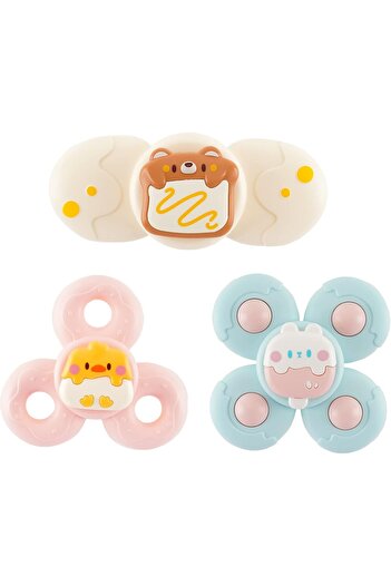Yelajoy 3PCS Suction Cup Spinner Toy,Suction Cup are Made of ABS Food-grade Soft Silicone for Toddlers 1-3
