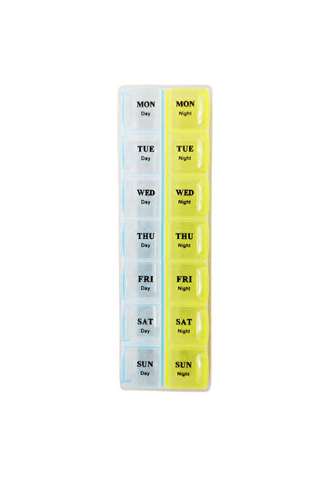 PUFO Organizer box for medicines, vitamins or supplements per week with two compartments per day