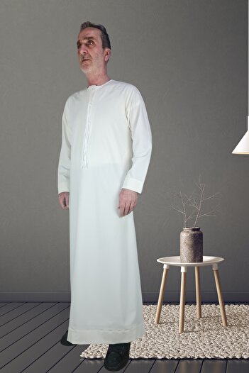 Royal Attire Hajj Umrah V Design Hooded Long Sleeve Pocket Summer Cellabies