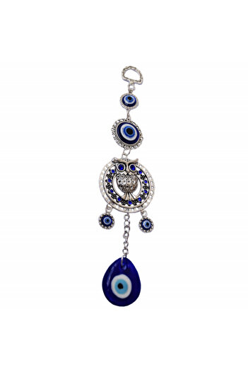 PUFO Feng Shui amulet for protection and luck, owl and Eye of Horus pattern, silver