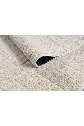 Raschel Carpet Kaymaz Taban Moopy Oval Krem Bukleli Yumuşak Soft Dokuma Yolluk Halı Salon Halısı LP1001A_KREM