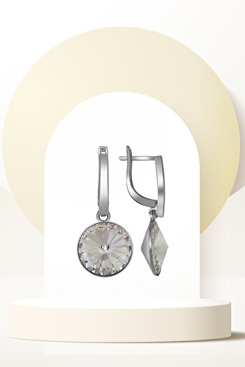 Swaroski White Dangle Earrings with Crystal Stones
