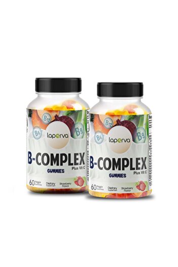 Laperva Vitamin B Complex, Enhance Brain Function, Srawberry, 60 Veggie Gummies (Pack Of 2)