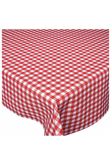 PUFO Classic oilcloth tablecloth, 140 x 140 cm, white/red