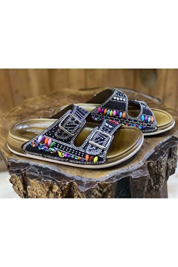Esem Double Buckle Stone Slippers