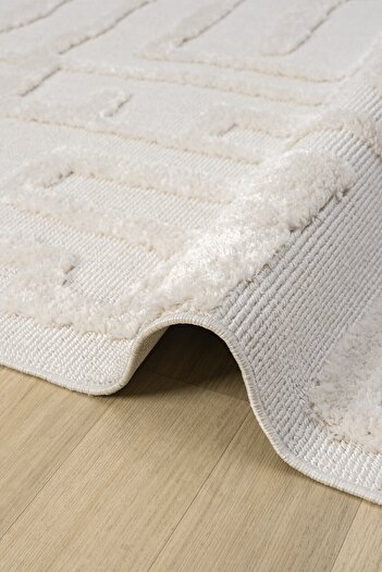 Eliz Home Krem Renk Modern Dokuma Halı Yolluk Antre Oturma Odası Salon Mutfak Halısı