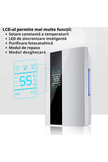 varioshop Dezumidificator si Purificator de Aer VarioShop®, Afisaj Temperatura/Umiditate, Tehnologie Peltier,
