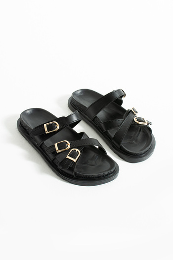 DUXAL SHOES Fiona Women's Flat Sole Buckle Detailed Comfortable Stylish Design Slippers - Sandals
