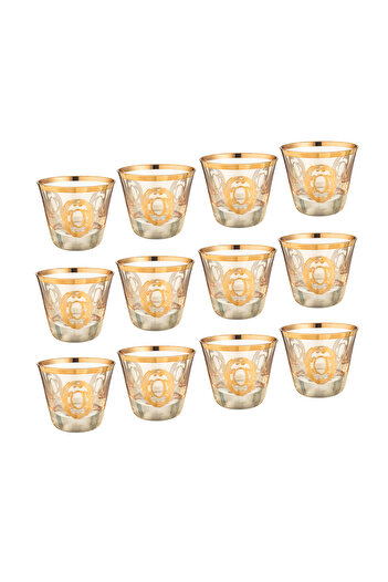 Generic Saudi coffee cup set made of clear crystal, laser-engraved, in the shape of roses, 12 pieces