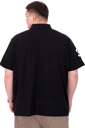 ModeXL Mode XL Large Size Men's T-Shirt Polo Neck H Brouded U25312 Black