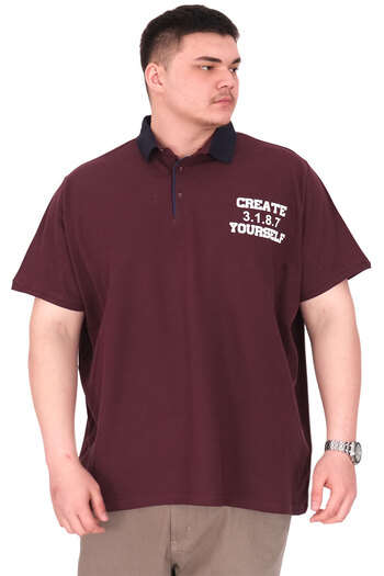 ModeXL Mode XL Large Size Men's T-Shirt Polo Neck Yourself U25310 Plum