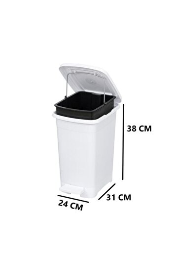 Omnipazar Elf-İ343 Slim Pedal Plastic Trash Can with Inner Bucket 15 Lt
