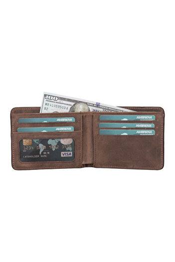 soonaksesuar Pier Leather Men's Wallet Dark Brown