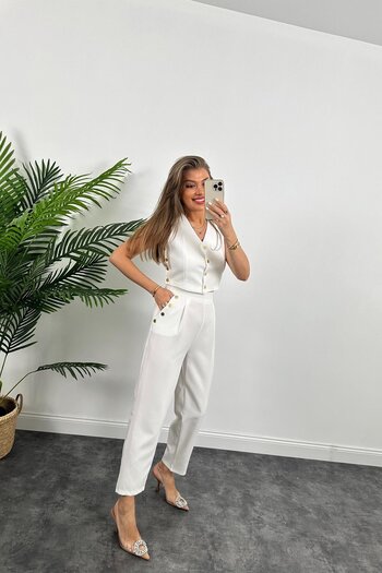 Tulipabutik Snap Fastener Vest Trousers Set