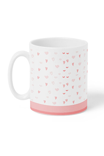 LOWHA 11 oz Ceramic Mug with Hearts Design